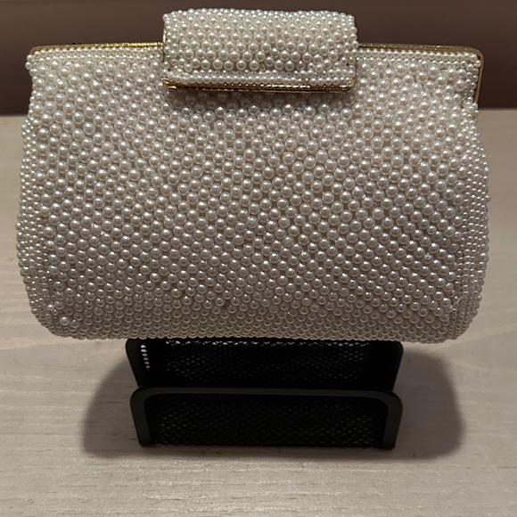 Handbags - Elegant Pearl-Embellished Clutch